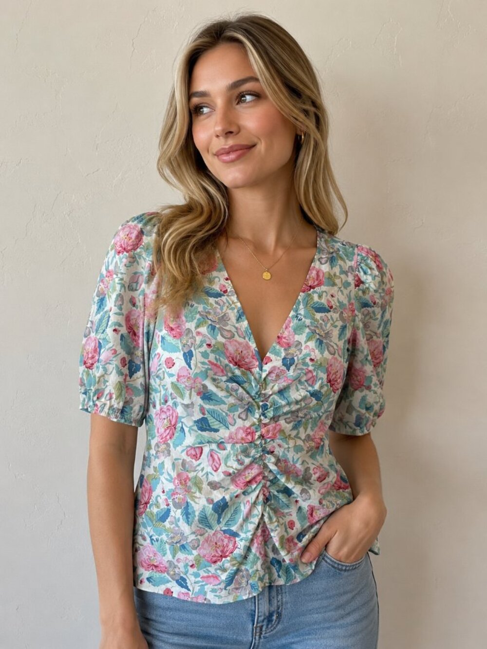 🌸 La Vie by Rent the Runway Floral Cotton Blouse | Size Small 🌸